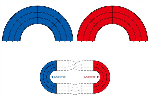 Japan Cup Junior Circuit Curve Section Set, Blue/Red, 4pcs