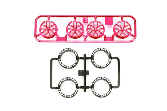 JR LP Tire/Plated Wheel Set, Pink Plated (Y-Spoke)