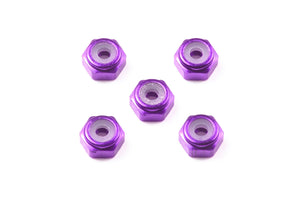 JR 2mm Aluminum Lock Nut, Purple, 5pcs