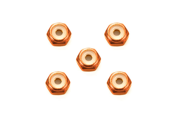 JR 2mm Aluminum Lock Nut, Orange, 5pcs