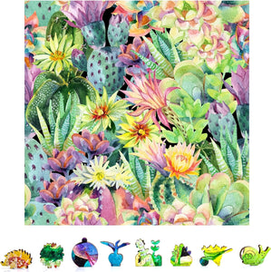 Floral Cactus Wooden Jigsaw Puzzle, 1000 Pcs