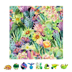 Floral Cactus Wooden Puzzle 500 Pcs