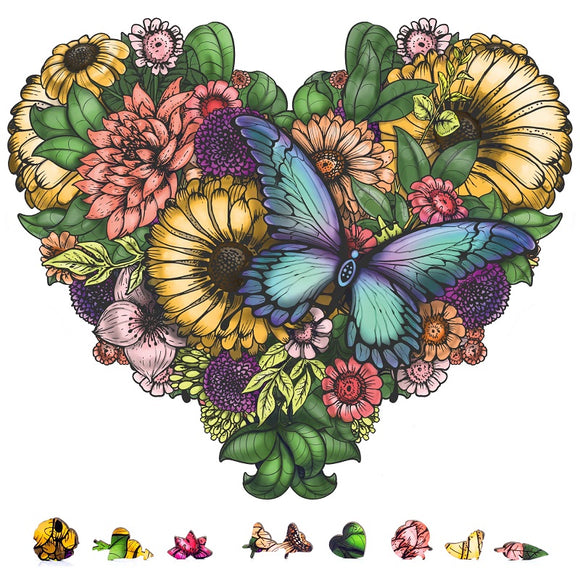 Flower Heart Wooden Puzzle, 1000 Pcs